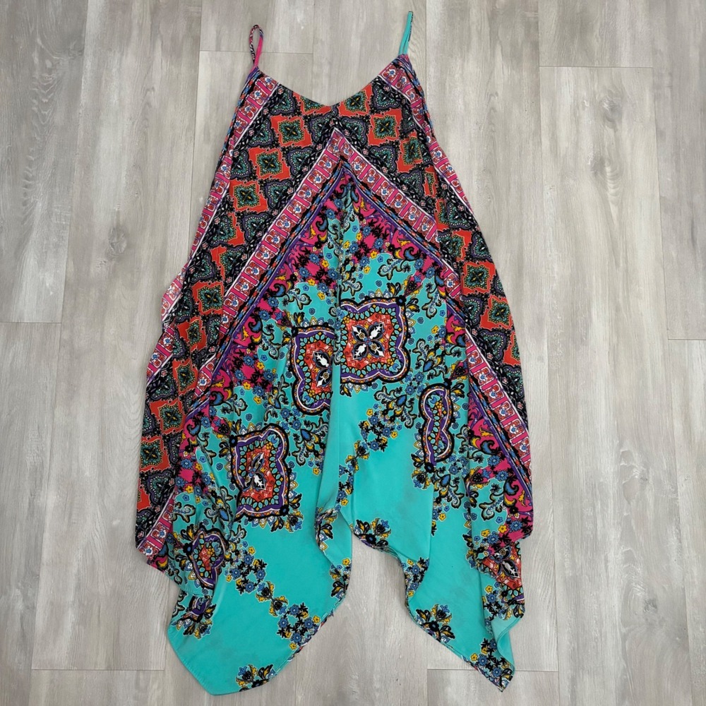 Silvergate Womens Paisley Floral Handkerchief Hem Top Multicolor Boho Small